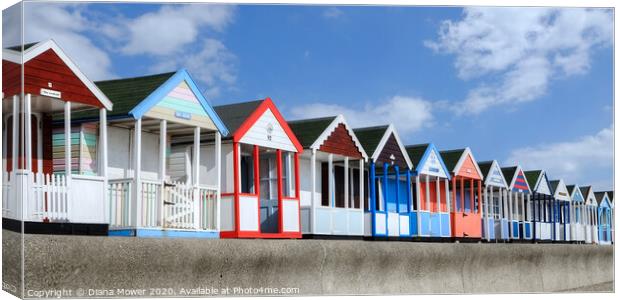 Southwold beach huts on the Prom Canvas Print by Diana Mower