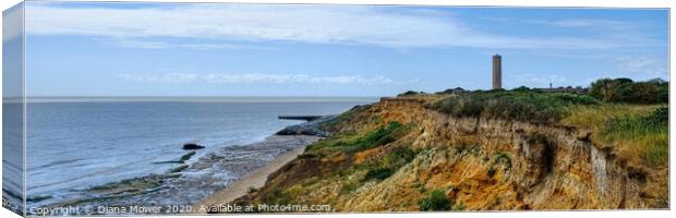 Walton on the Naze cliffs and Tower Panoramic Canvas Print by Diana Mower