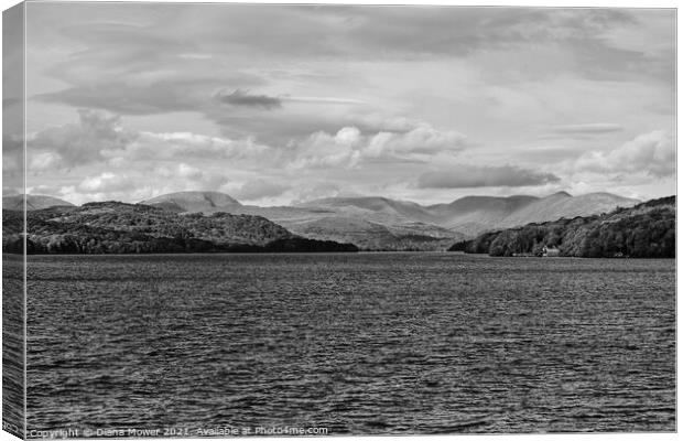 Windermere Fairfield Horseshoe Monochrome Canvas Print by Diana Mower