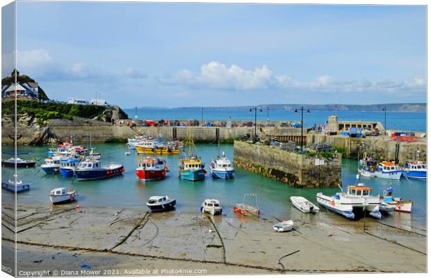Newquay Harbour Cornwall Canvas Print by Diana Mower