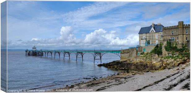 Clevedon Pier Panoramic Somerset Canvas Print by Diana Mower