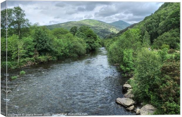 River Glaslyn Beddgelert Snowdonia Canvas Print by Diana Mower