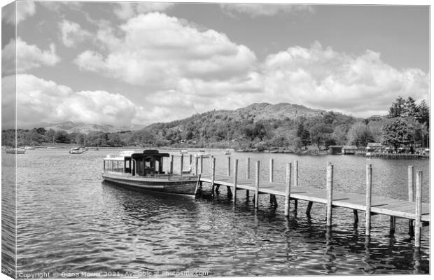 Windermere Jetty Monochrome Canvas Print by Diana Mower