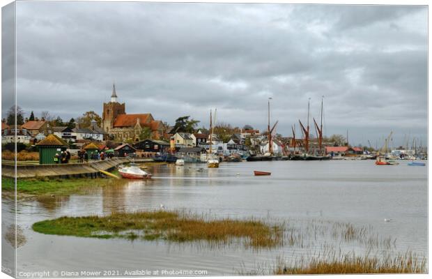 Maldon Hythe and church Canvas Print by Diana Mower