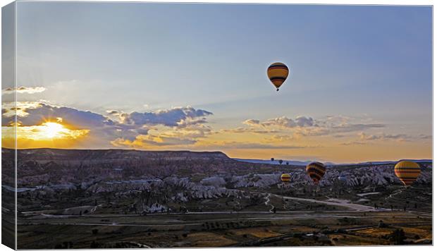 Sunrise flight over Cappadocia Canvas Print by Arfabita  