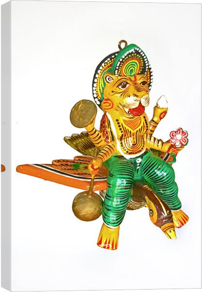 4 of 4 Lord Narasimha on peacock Canvas Print by Arfabita  