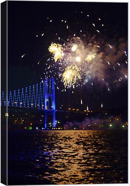 Fireworks delight on Bosphorus Canvas Print by Arfabita  