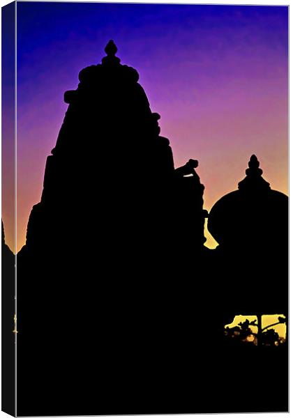 Nightfall silhouette Jain Hindu Temples Canvas Print by Arfabita  