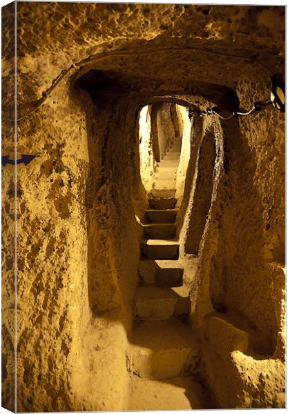 Corridors to Underground Caves Derinkuyu Canvas Print by Arfabita  