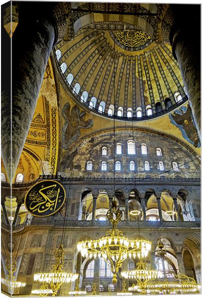 Lights Chandeliers Dome Hagia Sophia Canvas Print by Arfabita  