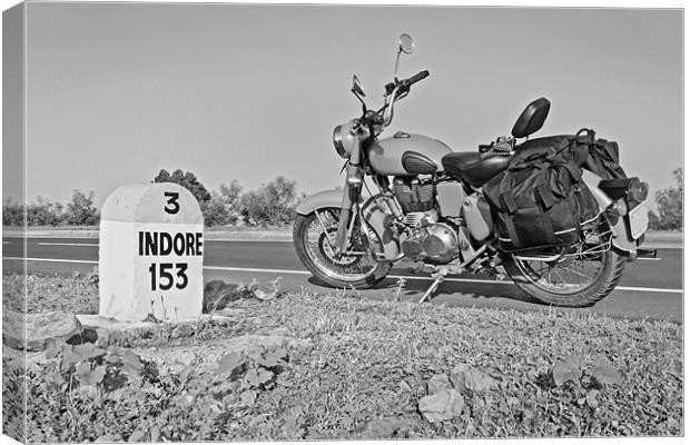 153kms Indore milestone desert storm motorbike Canvas Print by Arfabita  
