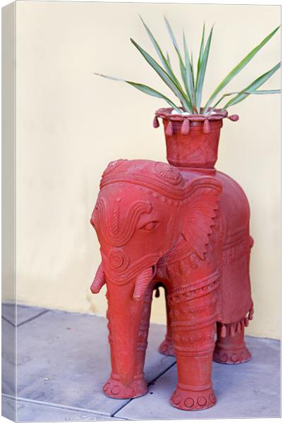 elephant plant pot garden feature Rajasthan India Canvas Print by Arfabita  