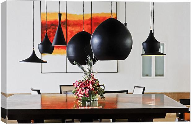 Contemporary Living Dining Room Interior Canvas Print by Arfabita  