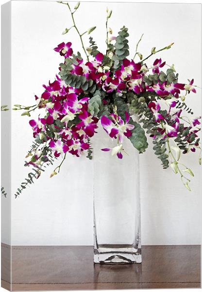 Square vase display of tropical pansies Canvas Print by Arfabita  