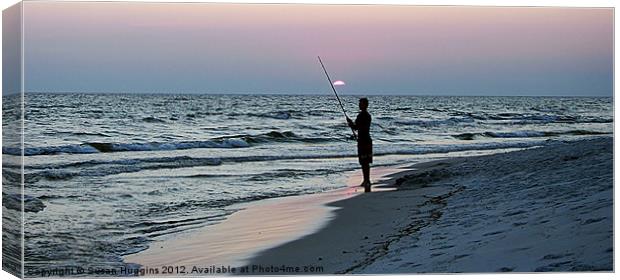 Lone Fisherman at Sunset Canvas Print by Susan Medeiros