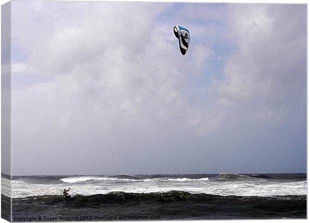 Kite Boarding across the Gulf Canvas Print by Susan Medeiros