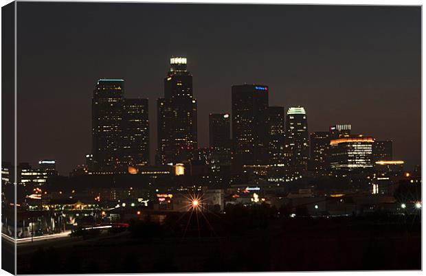 Flickering Downtown L.A. Canvas Print by Panas Wiwatpanachat