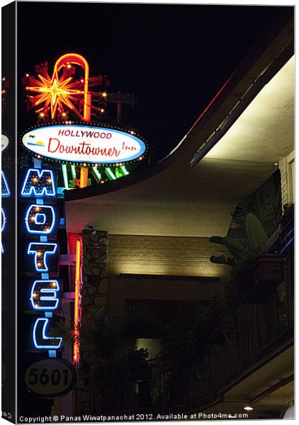 Hollywood Downtown Motel Canvas Print by Panas Wiwatpanachat