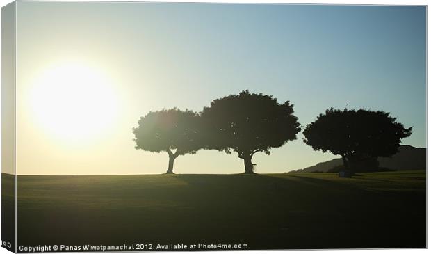 Silhouette of three brothers Canvas Print by Panas Wiwatpanachat