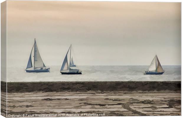 3 Sialboats Canvas Print by Panas Wiwatpanachat