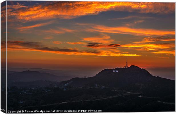 Sunset Hollywood Style Canvas Print by Panas Wiwatpanachat
