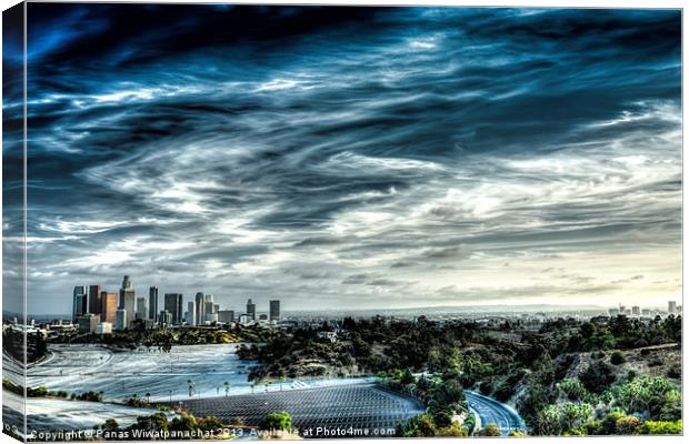 Sky Falling on L.A. Canvas Print by Panas Wiwatpanachat