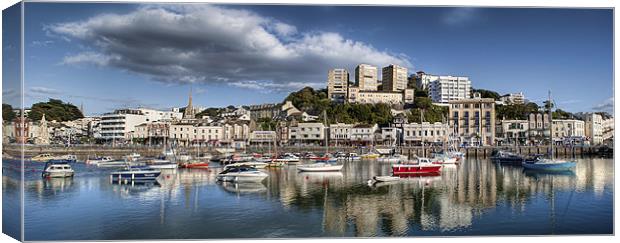 Torquay Harbor Panoramic Canvas Print by Louise Wagstaff