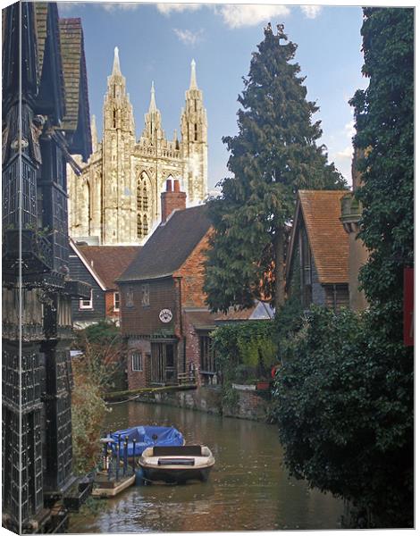 Canterbury Cathedral Scene Canvas Print by Reg Dobson