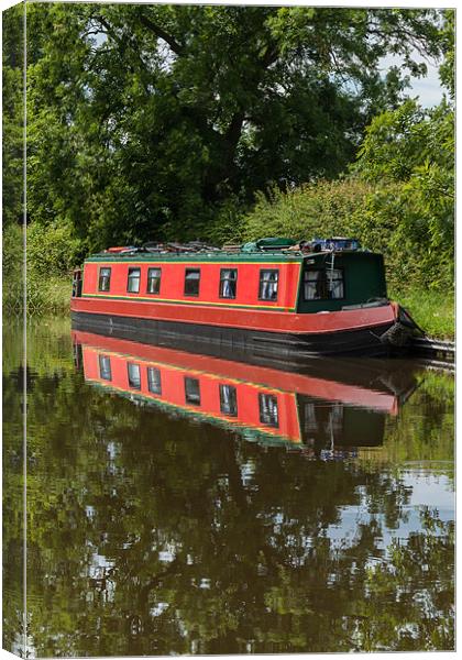 Reflection of a Canal Boat Canvas Print by Jonathan Swetnam
