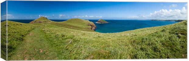 Port Quin Bay Panorama Canvas Print by Jonathan Swetnam
