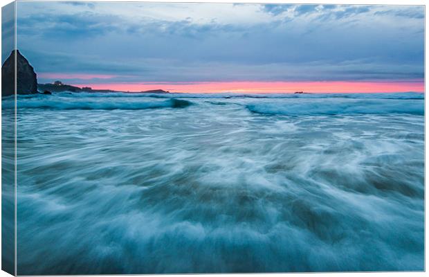 Lusty Glaze Cove Susnet Canvas Print by Jonathan Swetnam