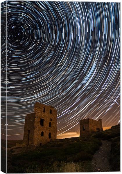 Perseids Over Wheal Coates Canvas Print by Jonathan Swetnam