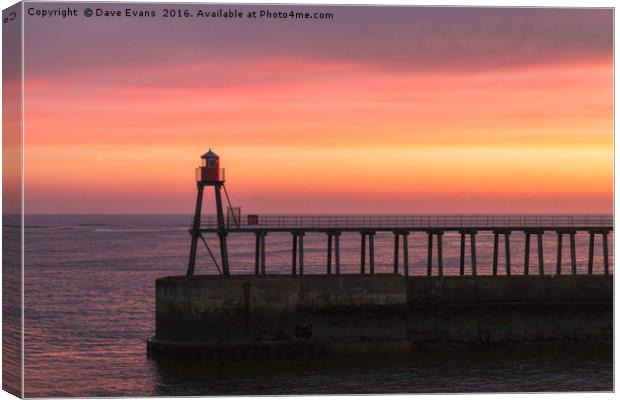 Whitby East Pier Canvas Print by Dave Evans