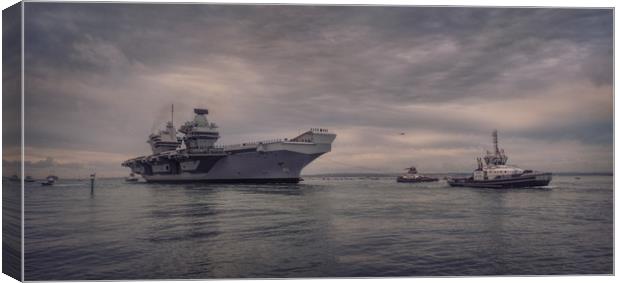HMS Queen Elizabeth arrives at Portsmouth Canvas Print by Ashley Chaplin