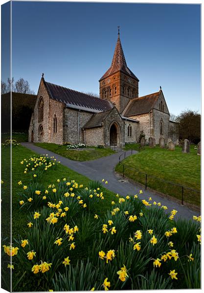 East Meon Church in Spring Canvas Print by Ashley Chaplin