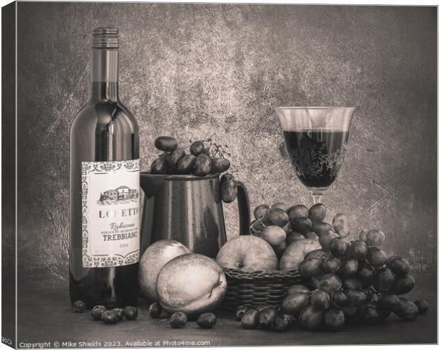 Indulgence Personified: Wine and Fruit Feast Canvas Print by Mike Shields