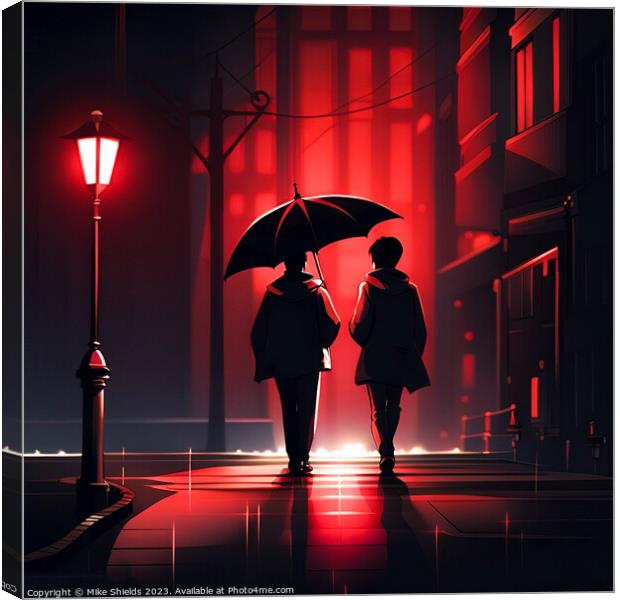 Crimson Love under Moonlit Rain Canvas Print by Mike Shields