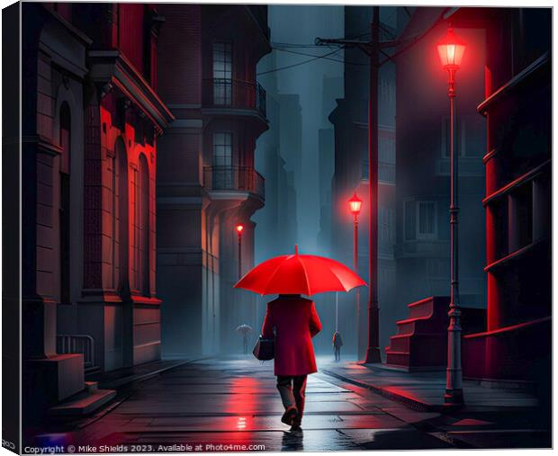 Crimson Cloak Nighttime Wanderer Canvas Print by Mike Shields