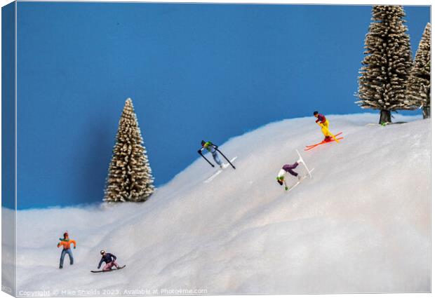 Miniature Magic on Snowy Slopes Canvas Print by Mike Shields