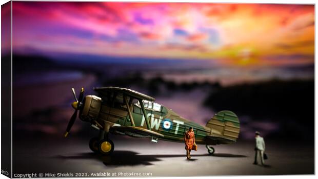Shadowy Exchange on the Runway Canvas Print by Mike Shields