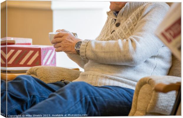 Tea Time at the Care Home. Canvas Print by Mike Shields