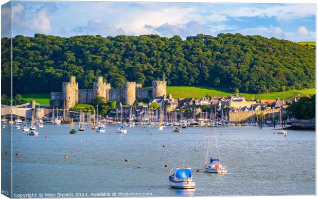 Conwy Castle and Harbour in North Wales UK Canvas Print by Mike Shields