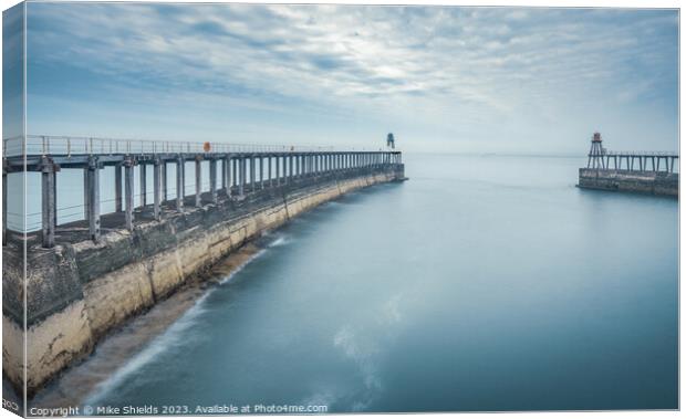 Whitby Pier Long Exposure Canvas Print by Mike Shields