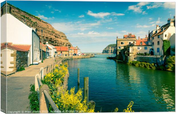 Staithes Beck Canvas Print by Mike Shields
