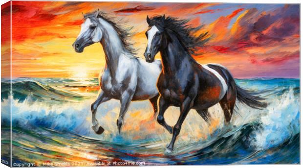 Two Wild Horses Canvas Print by Mike Shields