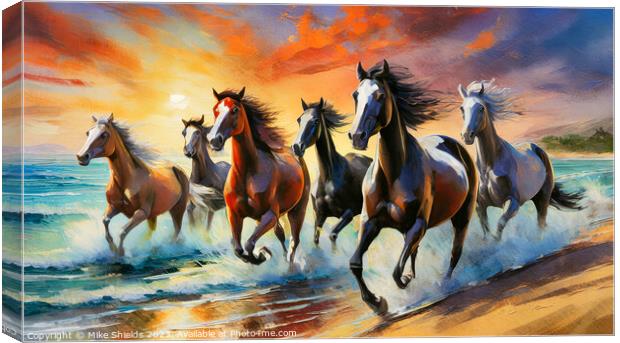 Wild Horse Herd Canvas Print by Mike Shields