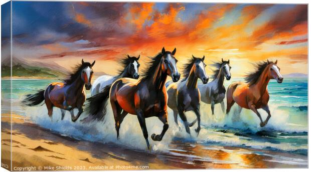 The Wild Horses Canvas Print by Mike Shields