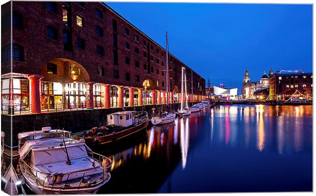 Illuminated Albert Dock Nocturne Canvas Print by Mike Shields
