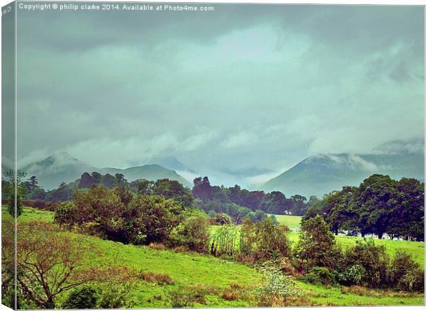  Distant Lakeland Mountains Canvas Print by philip clarke