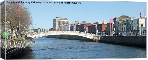 HALFPENNY BRIDGE DUBLIN IN OILS Canvas Print by Anthony Kellaway